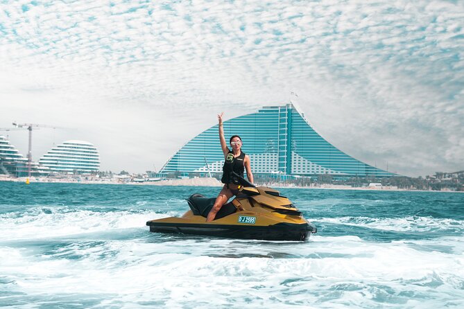 24 Karat Gold Jet Ski Adventure with Burj Khalifa View - Stopping in front of Burj Al Arab