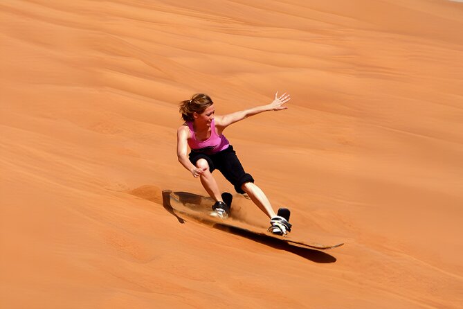 Desert Safari Dubai with BBQ Dinner, Sand Boarding & Camel Ride - Optional quad biking at Lahbab