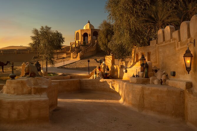Desert Safari: Luxury Fortress Dinner, Camel Ride & Dune Bashing - From the hotel to the red dunes