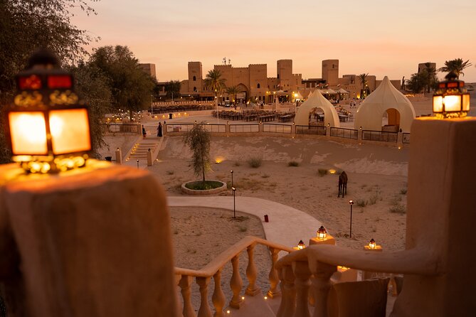 Desert Safari: Luxury Fortress Dinner, Camel Ride & Dune Bashing - Belly dancing, Tanoura, fire, and Dabke