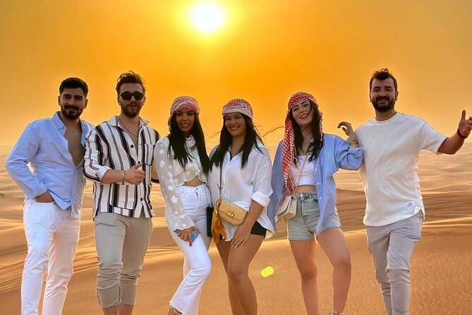 Desert Safari with 4x4 Dune Bashing Camel Ride Sand Boarding - Arabic clothing, henna, and the camp setting