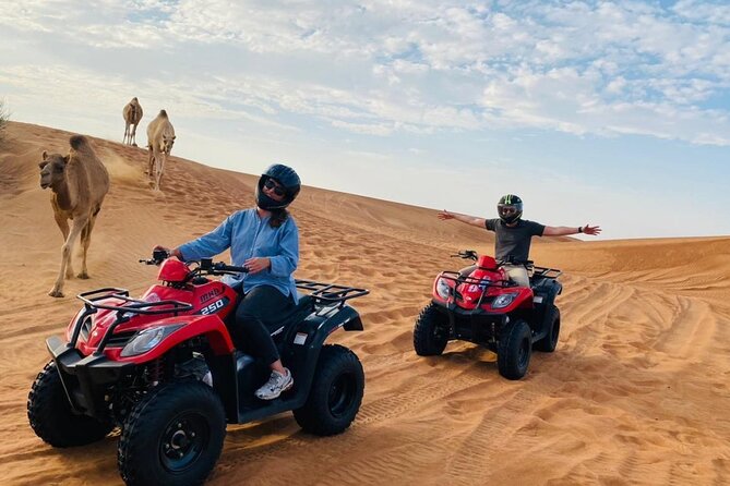 Desert Safari with BBQ Dinner, Camel Ride, Sand Board & Live Show - Four hours at Dubai Leisure Desert Camp