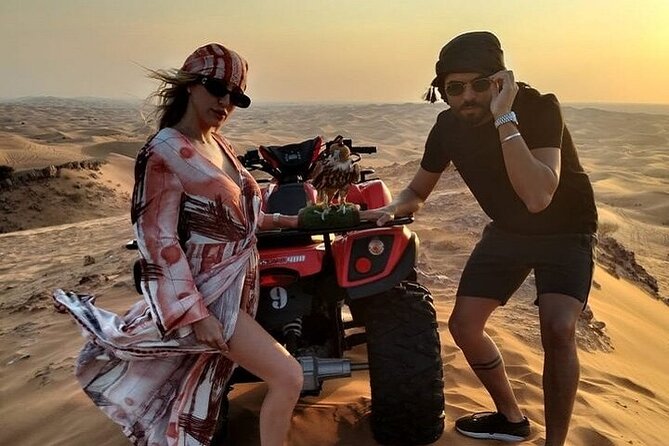 Desert Safari With BBQ Dinner, Quad Ride And And Sand-boarding - Sandboarding on the Lahbab slopes