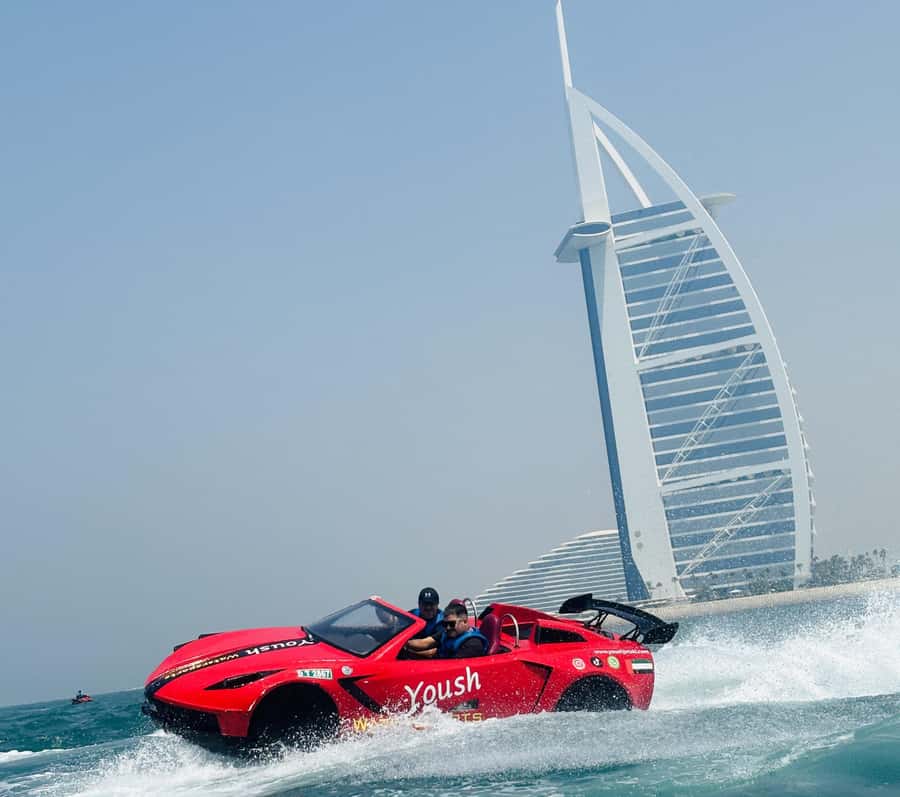 Dubai: 30-Minute Jet Car Tour of Burj Al Arab with Ice Cream - Through the marina toward Burj Al Arab