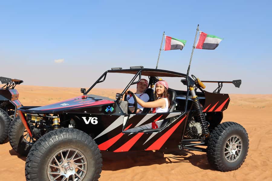 Dubai: 3000cc V6 Dune Buggy & Sandboarding -Private Tour - From Dubai hotels to the Lahbab Red Dunes