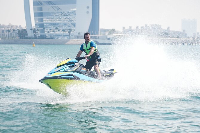 Dubai: 30min Jet Ski: Burj Al Arab w Pics, Videos, free Ice Cream - Timing, weather, and cancellation details