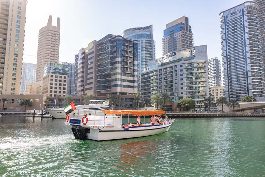 Dubai: Abra Boat Tour in Dubai Marina, Ain Dubai, JBR - Comfort, refreshments, and the onboard setup