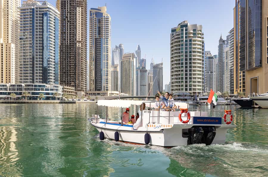 Dubai: Abra Boat Tour in Dubai Marina, Ain Dubai, JBR - Leaving the harbour for Dubai’s waterfront icons