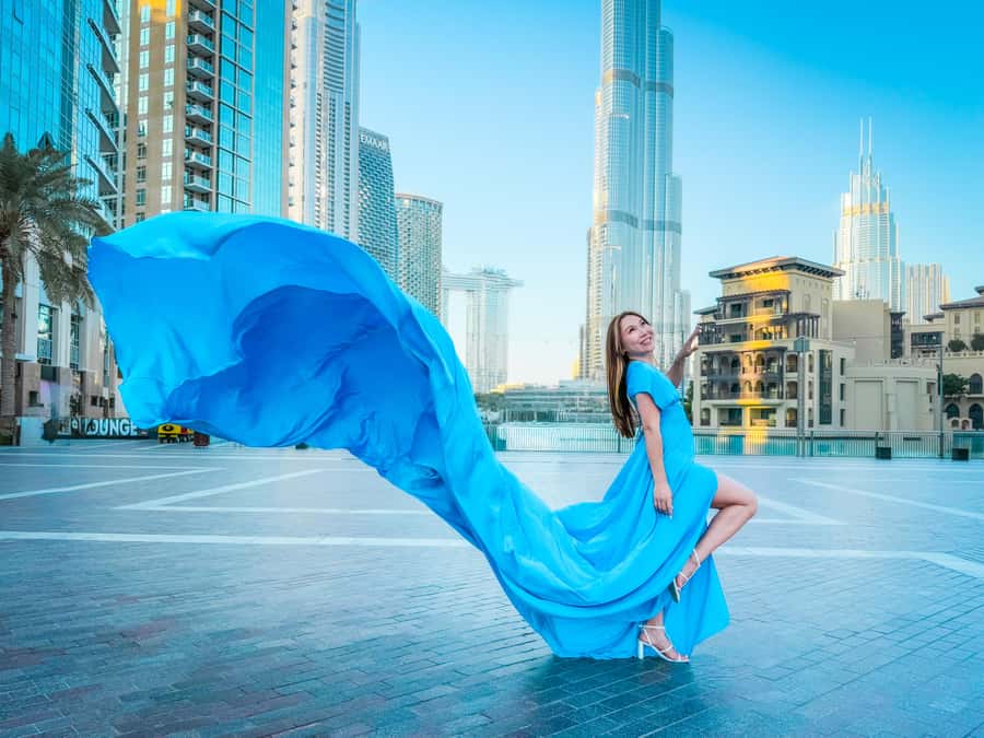 Dubai: Burj Khalifa Flying Dress Videography Shoot - Key points to know before booking