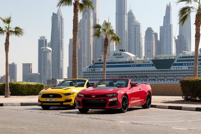 Dubai Cabrio Tour: Guided Tour of Top Sights in a Convertible Car - Burj Khalifa and the Dubai Fountain after dark