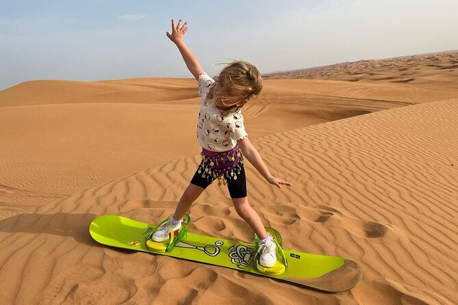 Dubai: Desert Safari 4x4 Dune with Camel Riding and Sandboarding - Belly dancing, tanoura, fire, and Ayala
