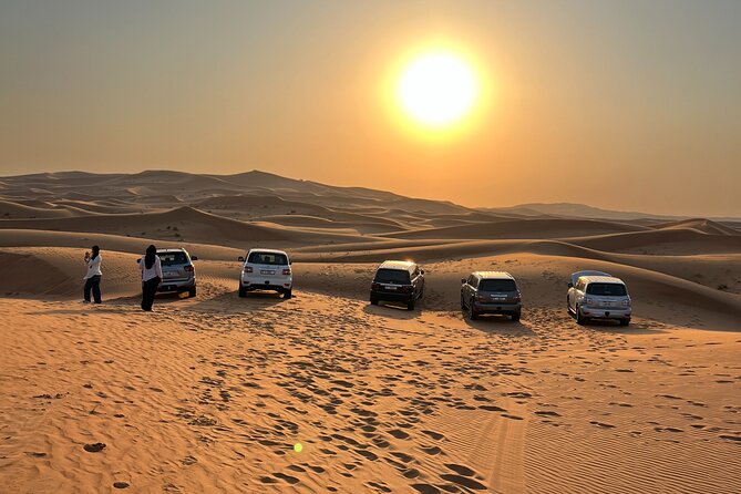 Dubai Desert Safari, Camel, Live BBQ & Shows (Private 4x4 Car) - Red Dunes, sharp turns, and sandboarding