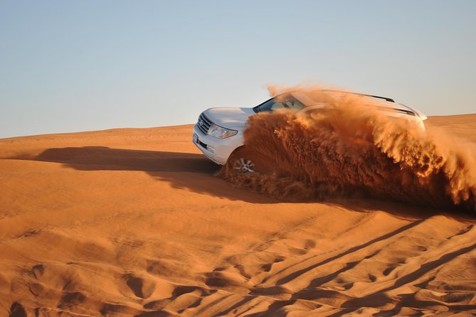 Dubai: Desert Safari, Camel Ride, Show & Optional Dinner - Forty minutes of dune bashing in Lahbab