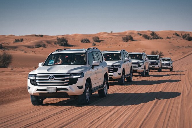 Dubai Desert Safari Thrill: Camel Ride, Live shows, BBQ & Spirits - Dune bashing with a trained driver
