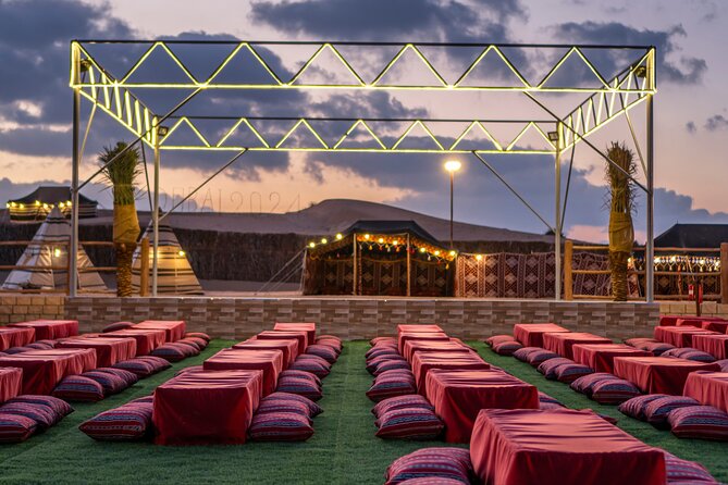Dubai Desert Safari with BBQ, Dune, Live Shows - BBQ dinner beneath the evening sky