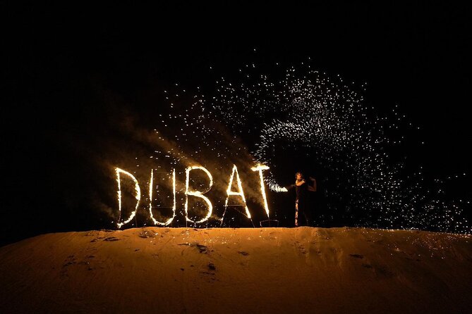Dubai Desert Safari with Camel Riding, Sandboarding & Dinner - Tanoura, belly dancing, and fire show