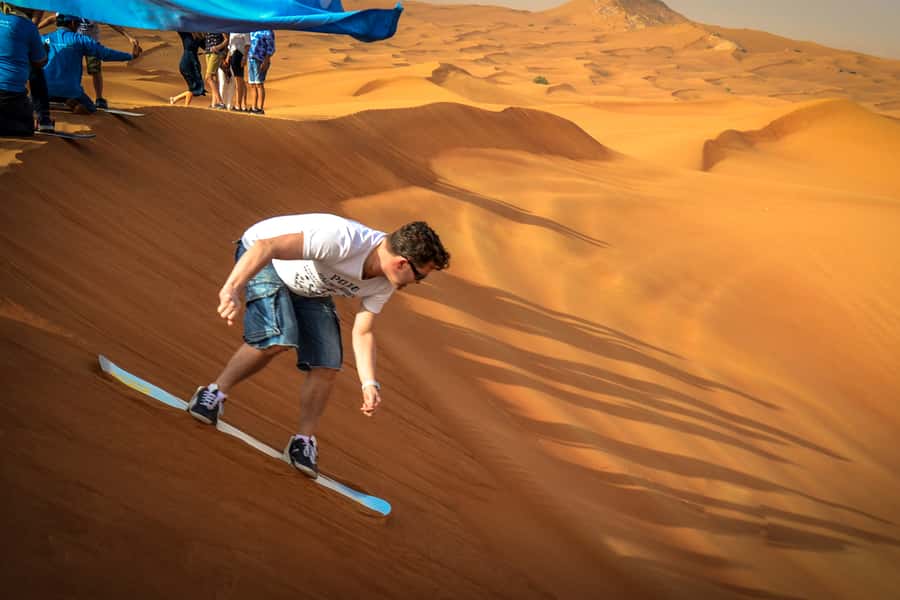 Dubai: Desert Safari with Camp, Dinner, & Optional Overnight - Dune bashing across the red sand