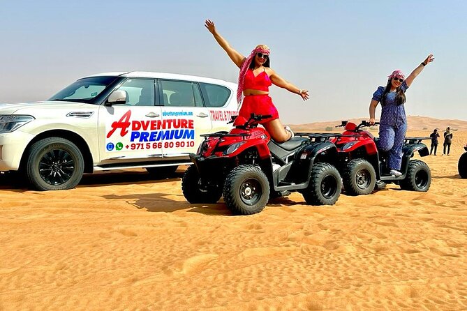 Dubai Desert Safari with Quad Bike, Dune Bashing, Camel Ride, Sand Boarding &BBQ - Sandboarding and camel riding keep the pace varied