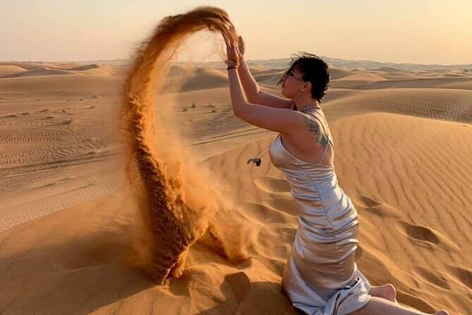Dubai Desert Safari With Sandboarding & Camel Riding - Barbecue dinner, vegetarian choices, and drinks