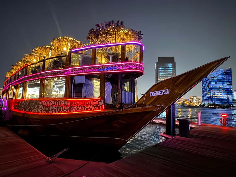 Dubai Dhow Cruise Creek,Marina Shows,Buffet & Drinks options - Two Dubai evenings, one dhow cruise format