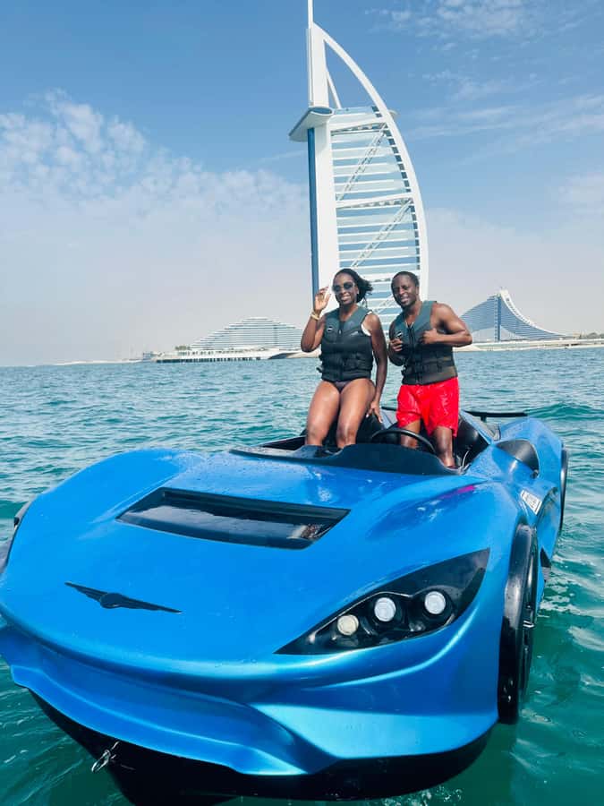 Dubai: Dubai Marina Jetcar Ride - Burj Al Arab: the first major photo stop
