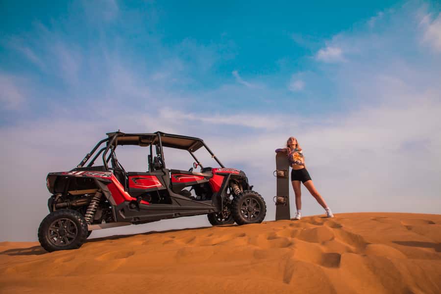 Dubai: Dune Buggy Desert Safari, Camel Ride & Sandboarding - The guides make the day work