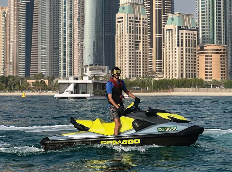 Dubai East: Guided JetsKi Ride with Sound System! - The Palm Jumeirah view