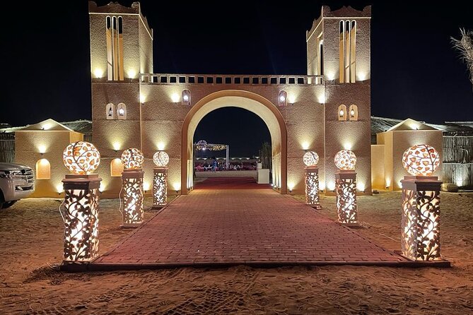 Dubai Exclusive Private Evening Desert Safari With BBQ Dinner - Arabic coffee, falafel, and a private camp table