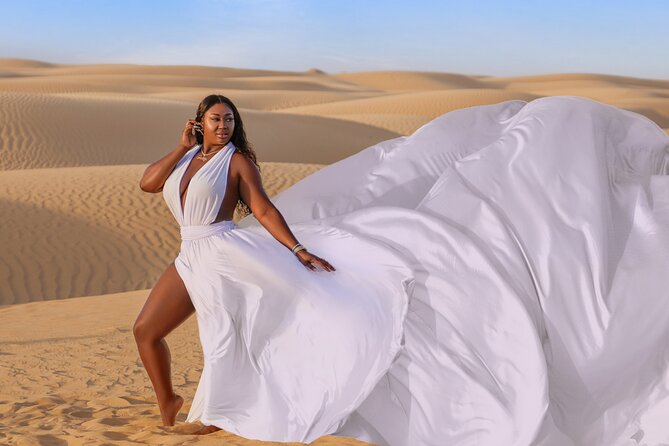 Dubai Flying Dress Private Photoshoot in the Desert - What the High Praise Focuses On
