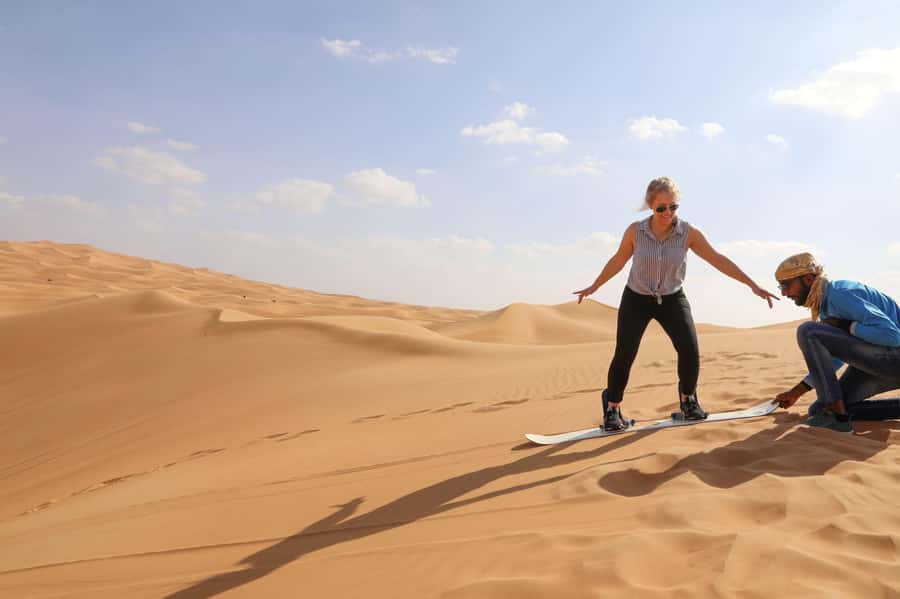 Dubai: Helicopter Ride, Desert Safari, Camels & Refreshments - Sandboarding and Desert Photos