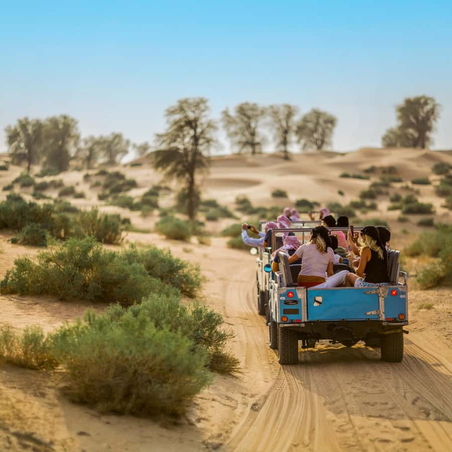 Dubai: Heritage Safari in Vintage Land Rover with Dinner - From Dubai hotels to the open Land Rover