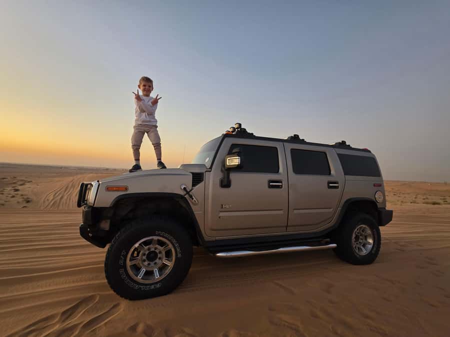 Dubai Hummer Safari Adventure & Traditional Dress Photoshoot - Fire, Tanura, and belly dance shows