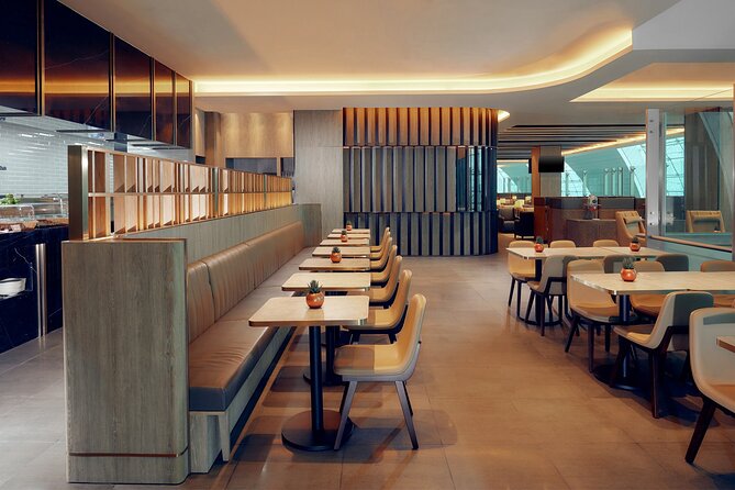 Dubai International Airport Plaza Premium Lounge at Terminal 3 - WiFi, charging, television, and flight updates