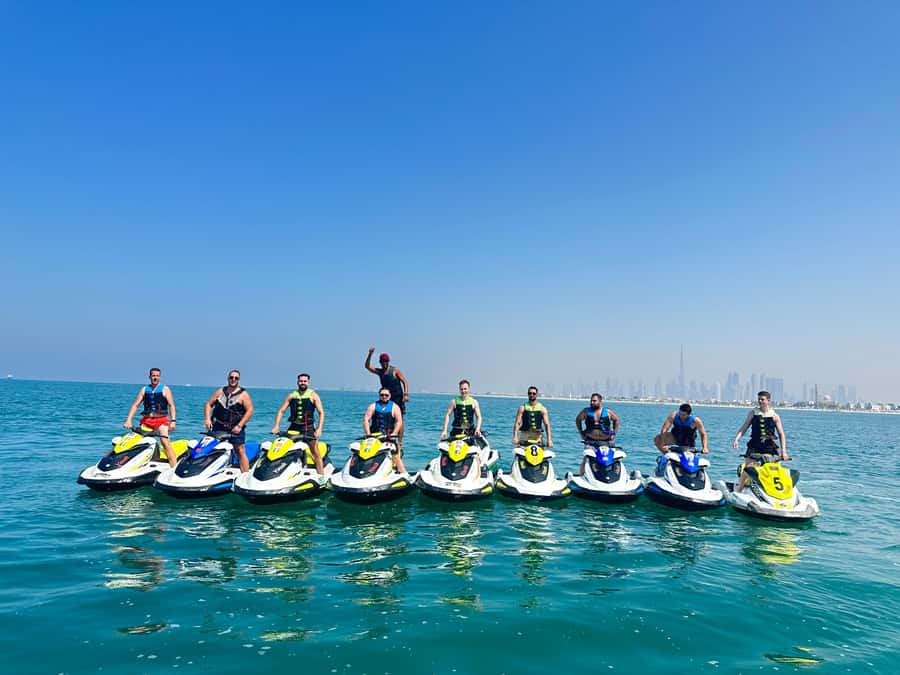 Dubai: Jet Ski Tour of Burj Al Arab & Atlantis the Palm - The return ride and views toward Burj Khalifa