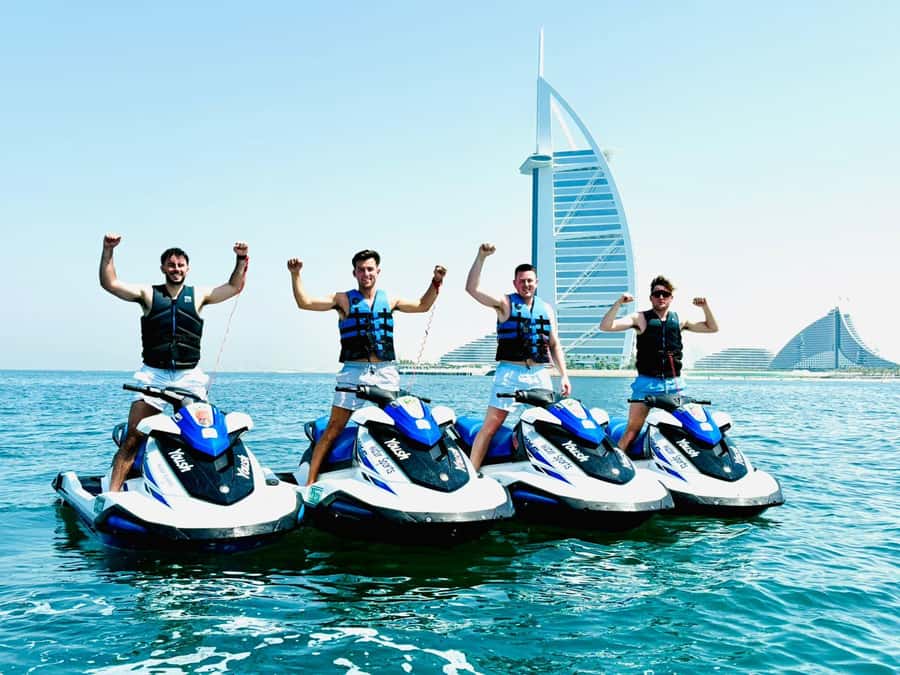 Dubai: Jet Ski Tour of Burj Al Arab & Atlantis the Palm - The safety briefing and first minutes on the water