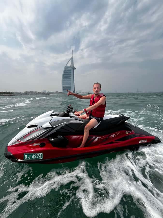 Dubai: Jet Ski Tour To Atlantis Hotel and Burj Al Arab - Riding toward the Burj Al Arab