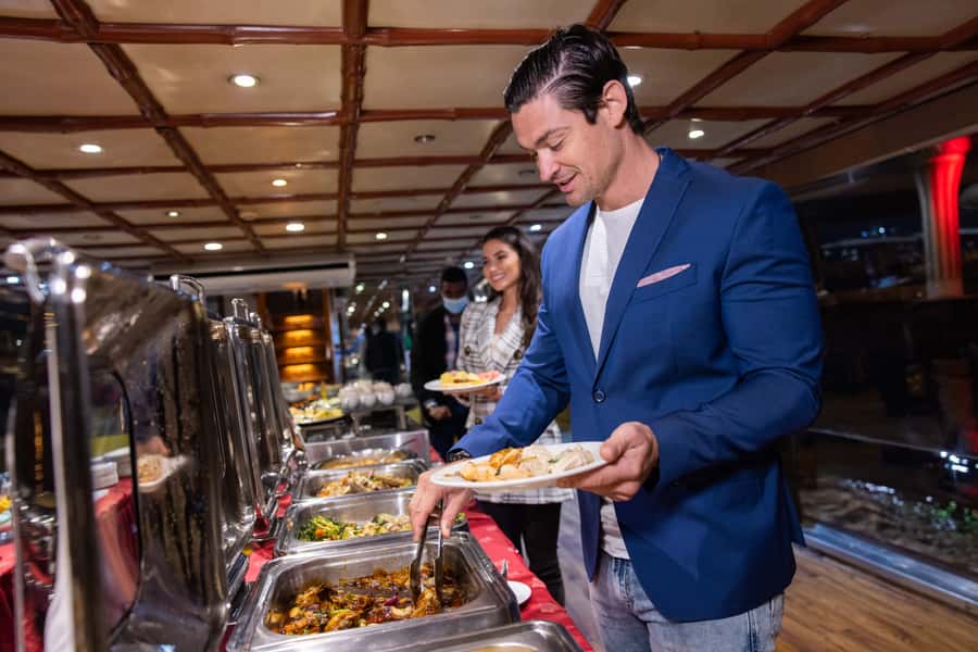 Dubai: Luxury Canal Dinner Cruise with Optional Transfers - The waterfall bridge and Burj Khalifa views