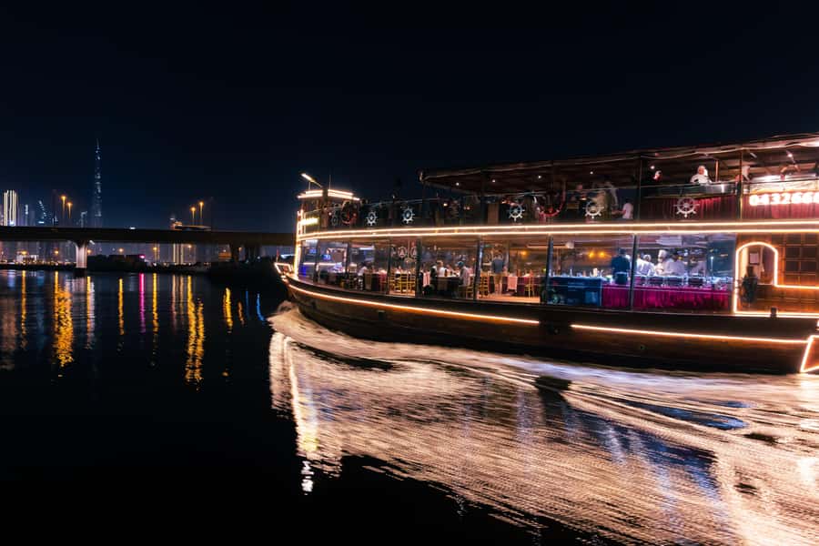 Dubai: Luxury Canal Dinner Cruise with Optional Transfers - Boarding at Al Faris Floating Restaurant