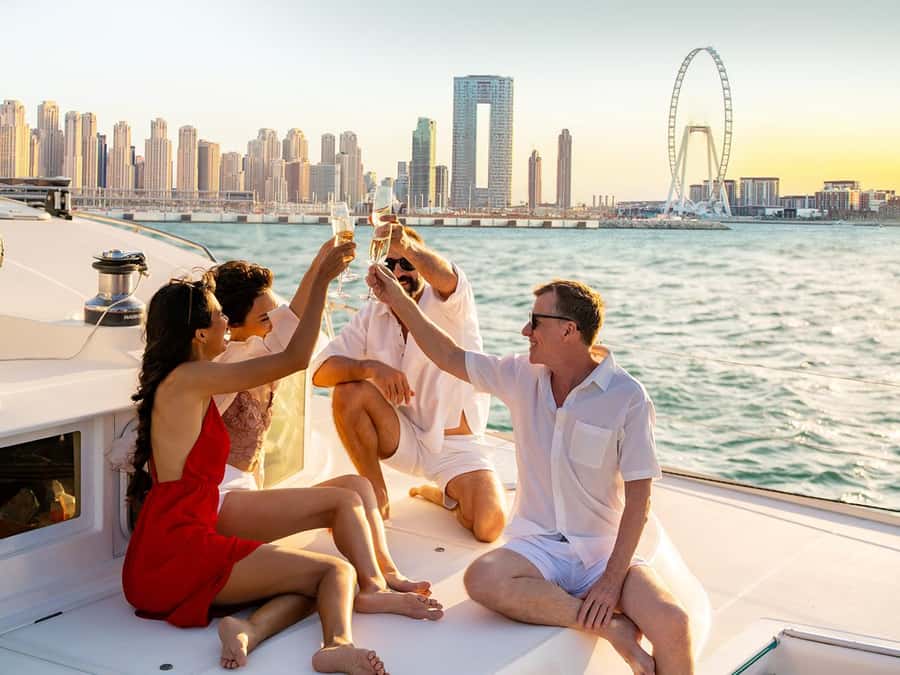 Dubai: Luxury Sunset Yacht Tour with Snacks and Drinks - The yacht, seating, and onboard comfort