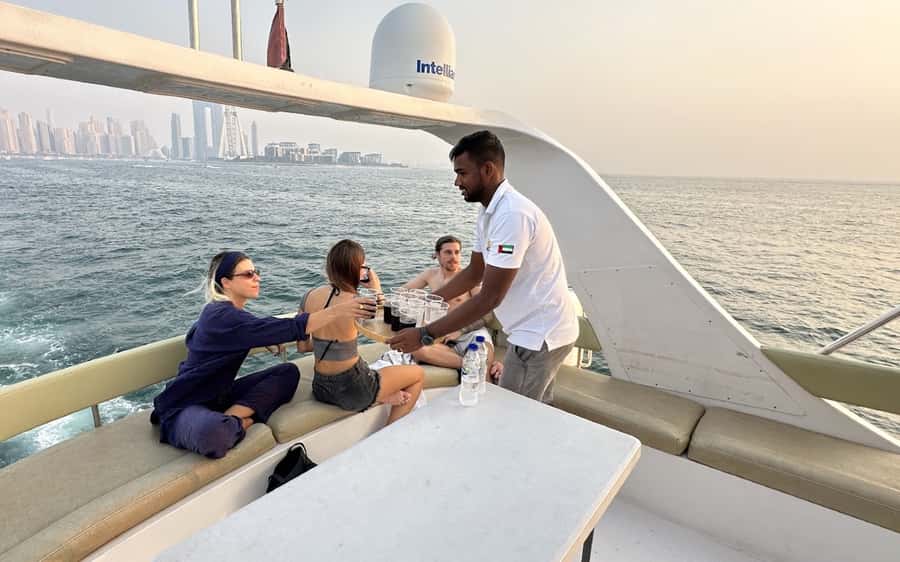Dubai: Luxury Sunset Yacht Tour with Snacks and Drinks - Jumeirah Beach Residence from offshore