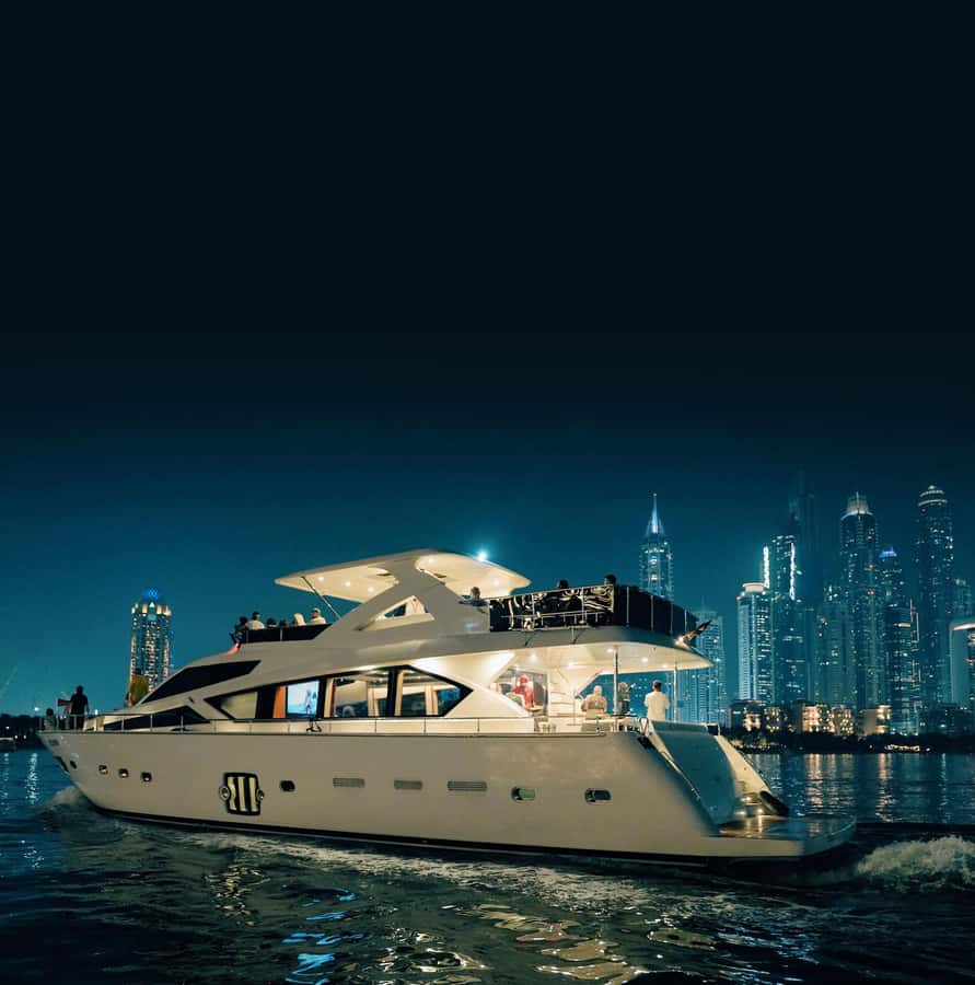 Dubai Marina: Luxury Yacht Tour with Breakfast or BBQ Option - Evening views, music, and the social mood