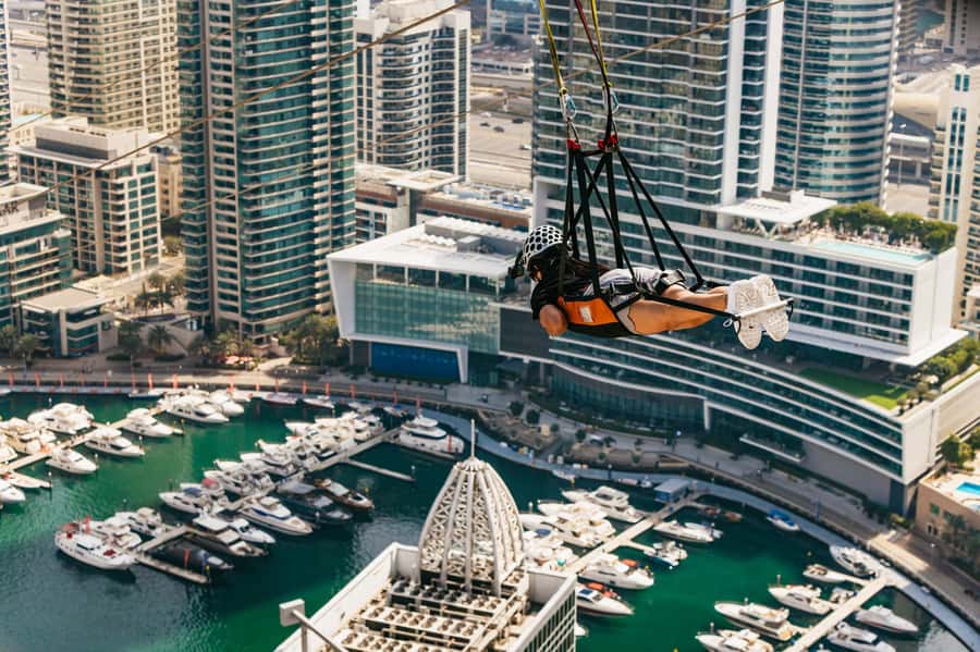 Dubai: Marina Ziplining with Photos, Video and Meal - The launch platform above Dubai Marina