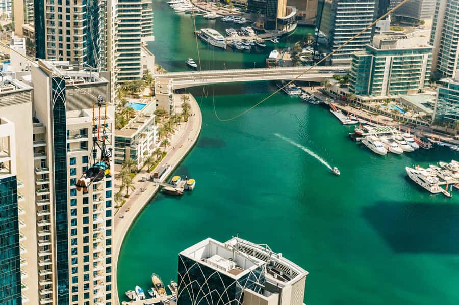 Dubai: Marina Ziplining with Photos, Video and Meal - One kilometer across the marina