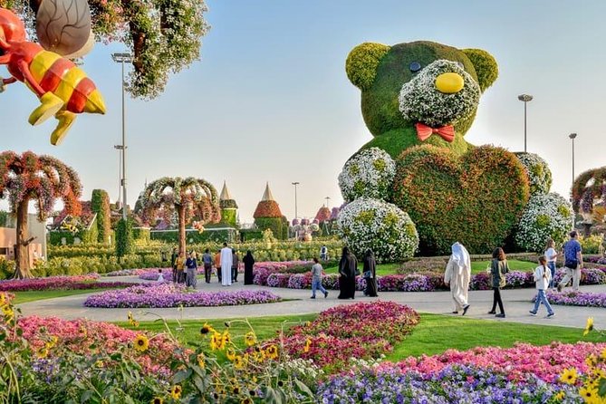 Dubai Miracle Garden with private round trip transfers - The flower displays and teddy bear centerpiece