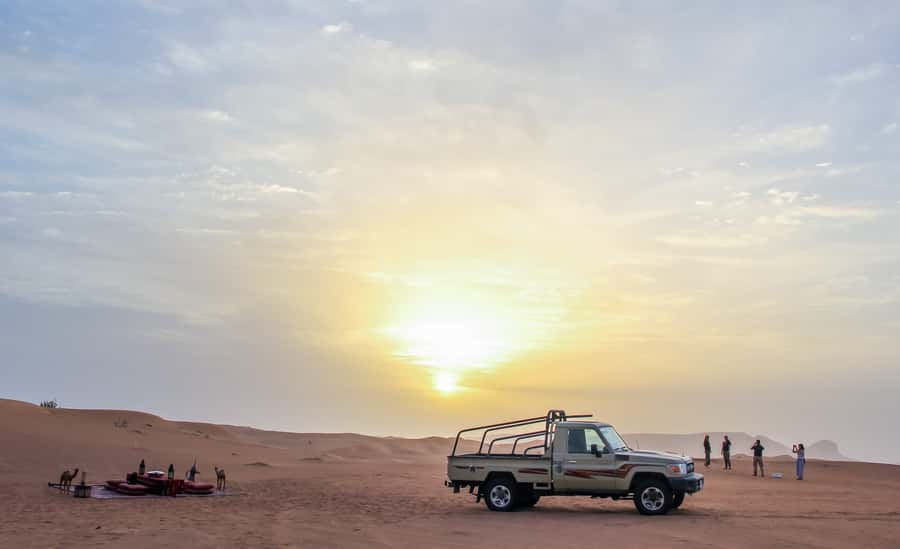 Dubai: Morning Desert Safari with Camel Ride & Sandboarding - Leaving Dubai for the Lahbab Desert