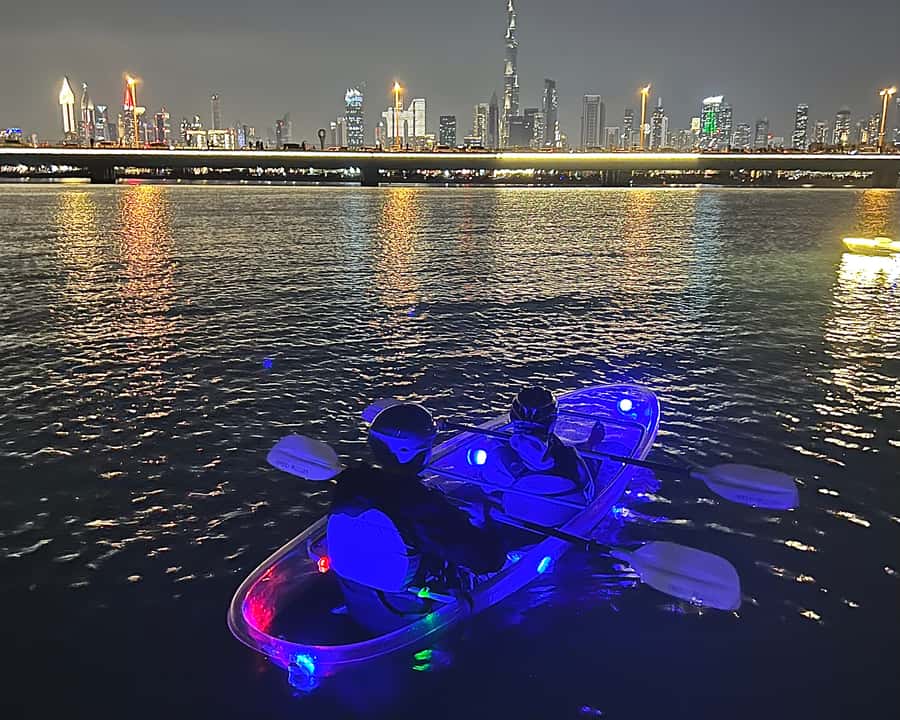 Dubai: Night Kayaking Tour - Finding Crystal Clear Watersports at Fishing Harbor Gate