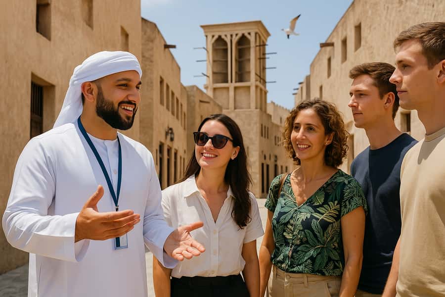 Dubai: Old Town Walking Tour with Abra Cruise & Street Food - Al Fahidi’s wind towers and old buildings