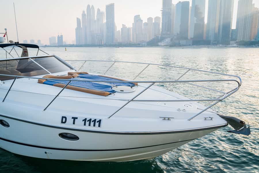 Dubai: Private Luxury Everest Yacht Cruise from Dubai Marina - Swimming, fishing, music, and food on board