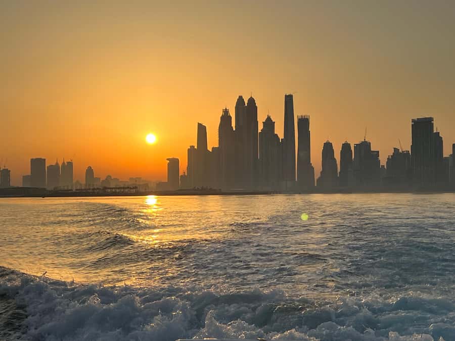 Dubai: Private Sunset Yacht Tour from Dubai Marina - Dubai Marina and Bluewaters Island from the water