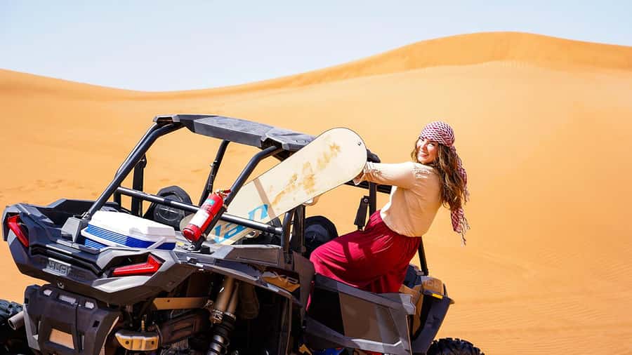 Dubai: Red Dune Desert, Dune Buggy Ride & BBQ Buffet Dinner - One Hour Over Peaks and Valleys
